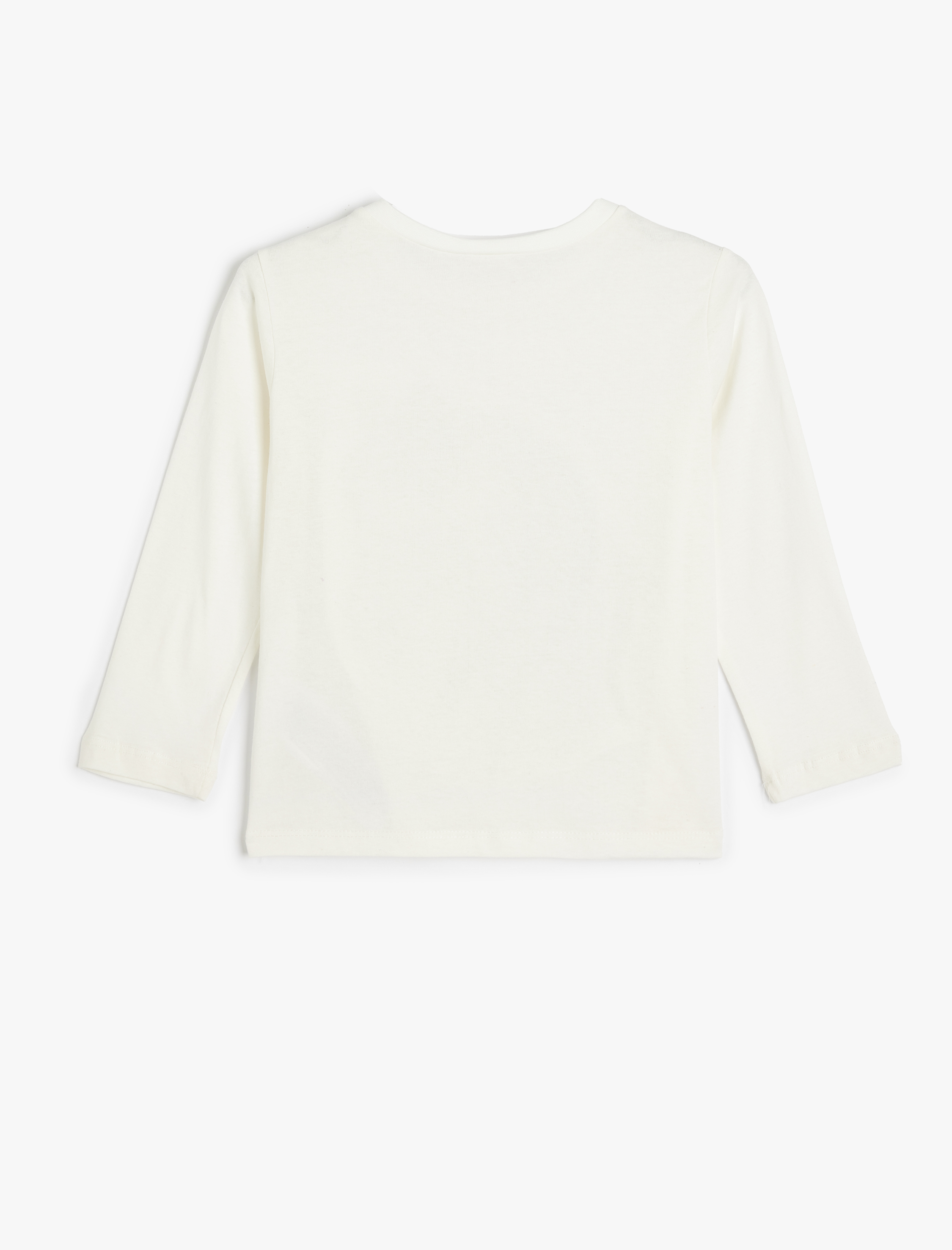 Kız Çocuk Kabartma At Baskılı Tişört Uzun Kollu Bisiklet Yaka Pamuklu