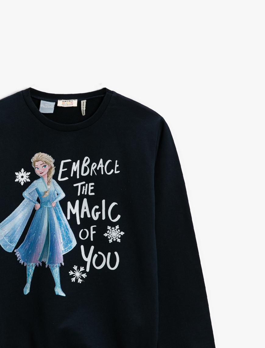  Kız Çocuk Elsa Baskılı Lisanslı Sweatshirt Pamuklu