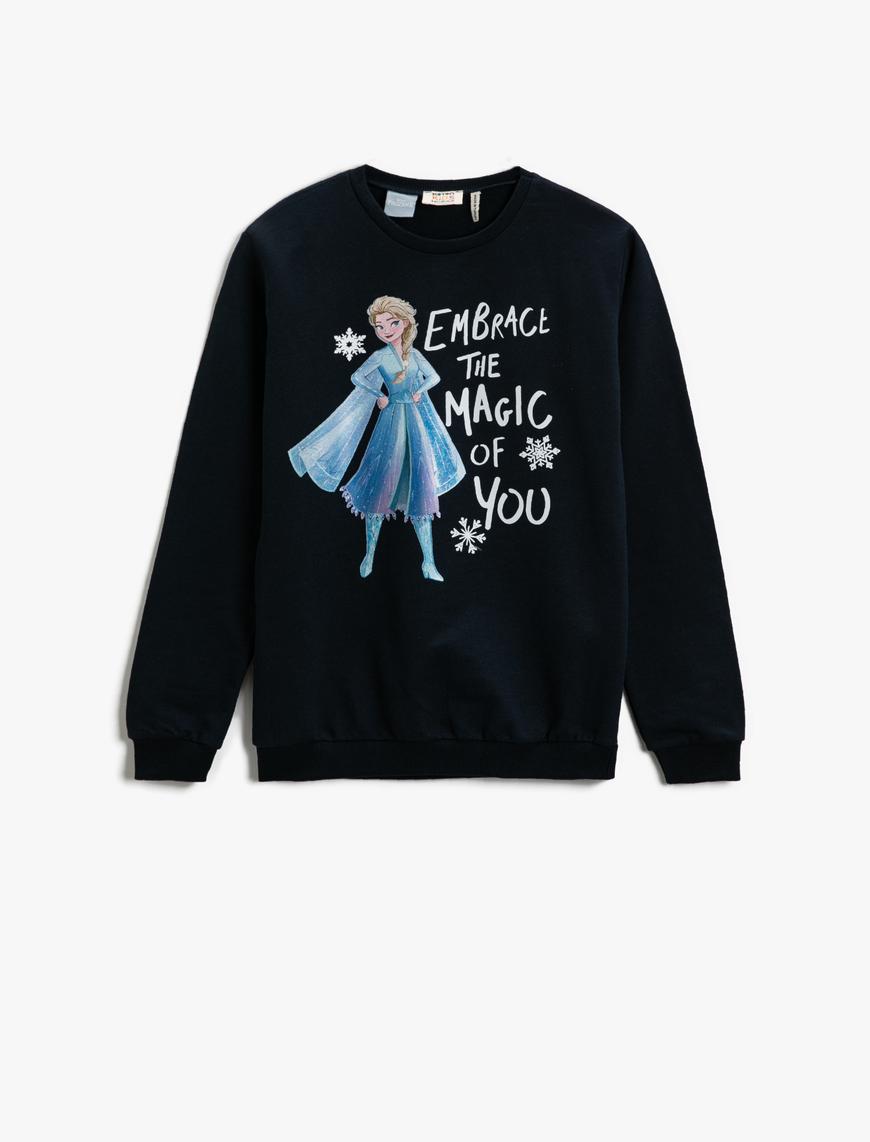  Kız Çocuk Elsa Baskılı Lisanslı Sweatshirt Pamuklu