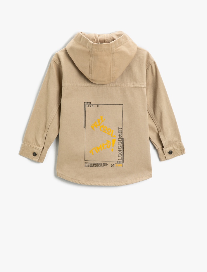 Erkek Çocuk Çıkarılabilir Kapüşonlu Cep Detaylı Düğmeli Pamuklu Ceket