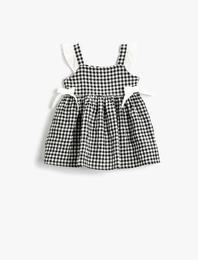 Elbise Fırfırlı Askılı Kareli