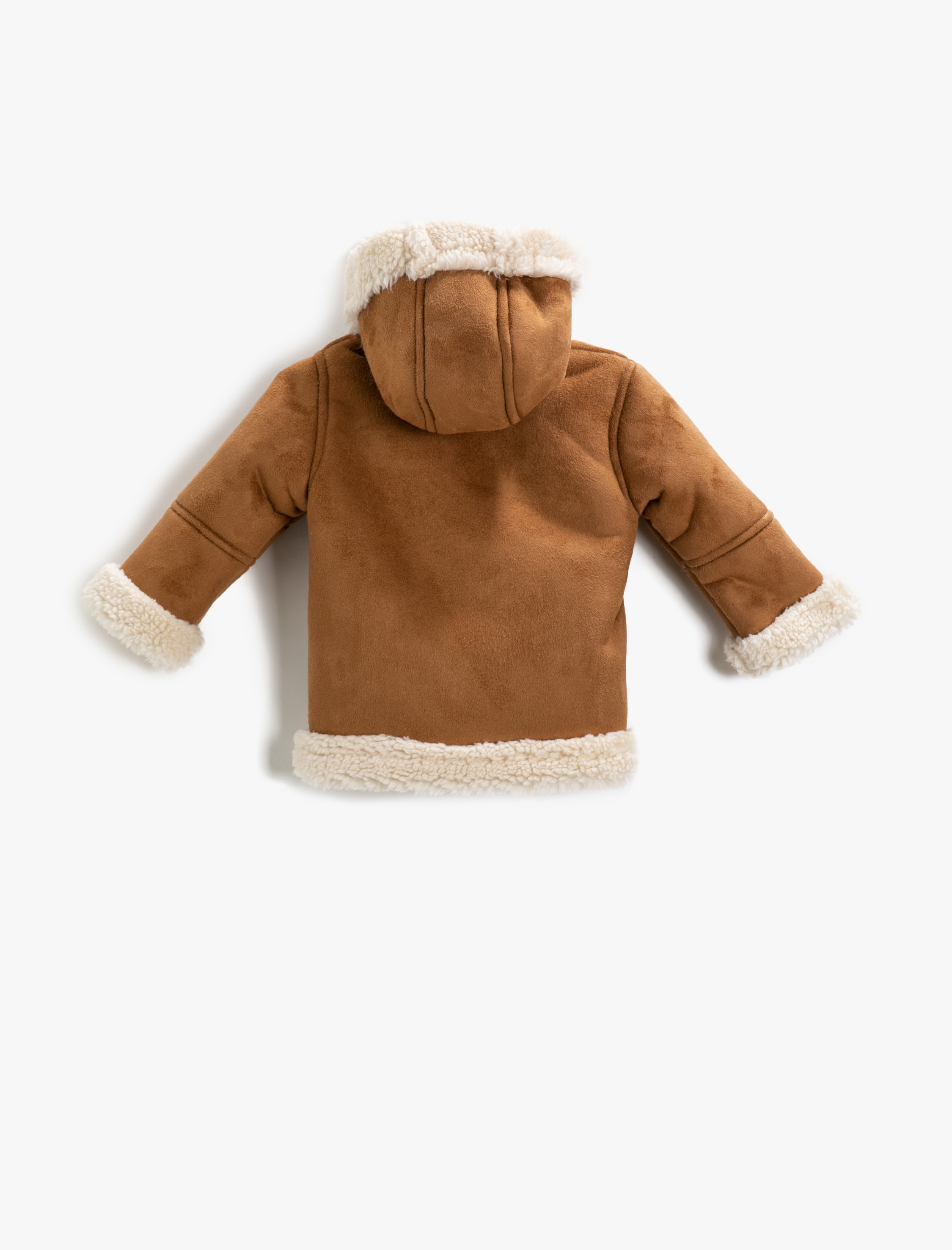  Kız Bebek Peluş Kapüşonlu Kaban Cepli