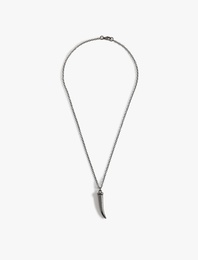 Zincir Kolye Metal Charm Detaylı Sallantılı
