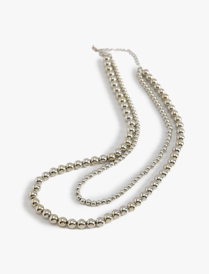 Kadın Metal Boncuklu Kolye 2 Sıralı