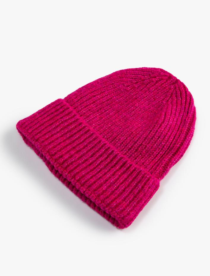 Kadın Lastikli Örgü Bere Kenarları Katlı