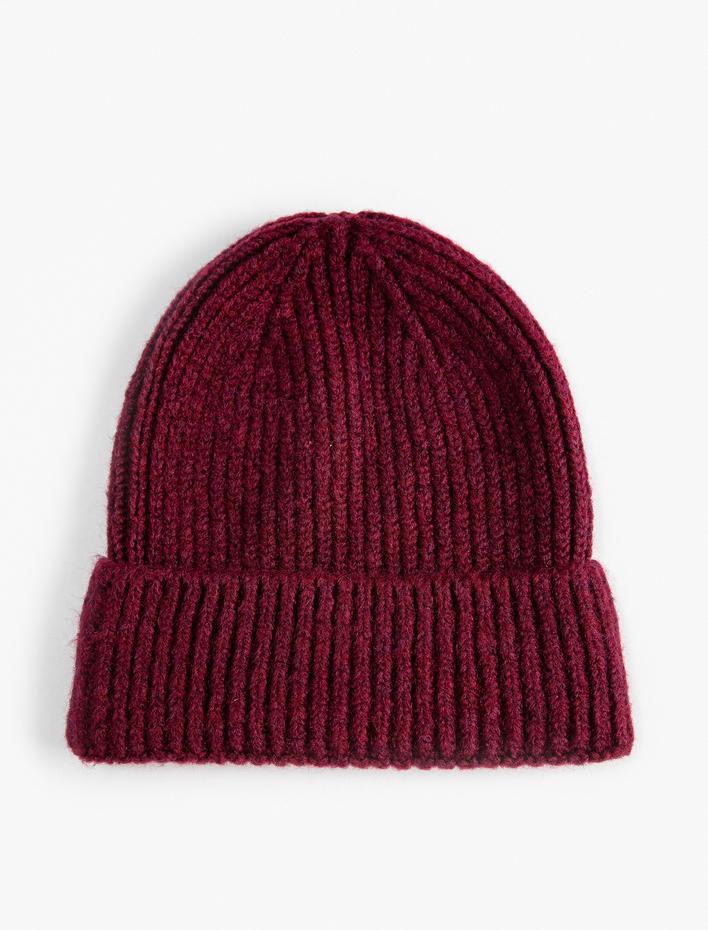 Kadın Lastikli Örgü Bere Kenarları Katlı