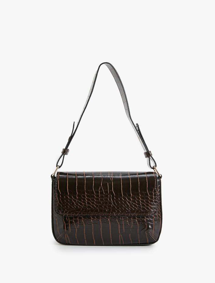 Kadın Suni Deri Kroko Görünümlü Omuz Çantası