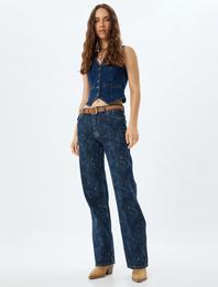 Desenli Düz Paça Kot Pantolon - Nora Longer Straight Jeans