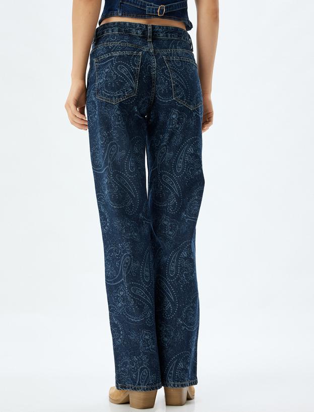 Desenli Düz Paça Kot Pantolon - Nora Longer Straight Jeans_3