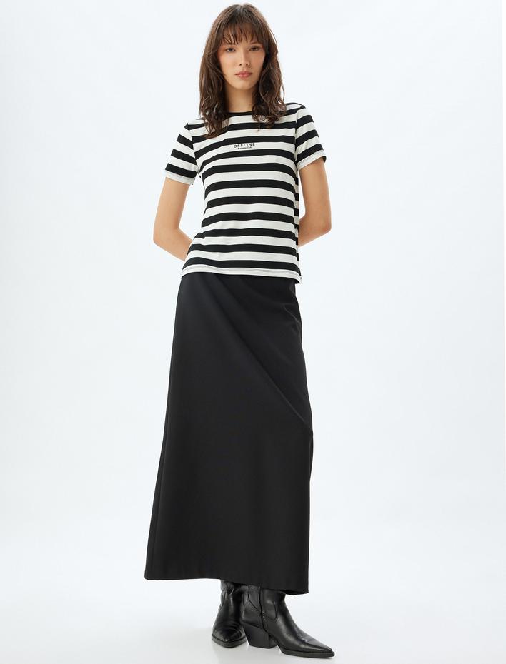  Kısa Kollu Tişört Baskılı Bisiklet Yaka Viskon Kumaş