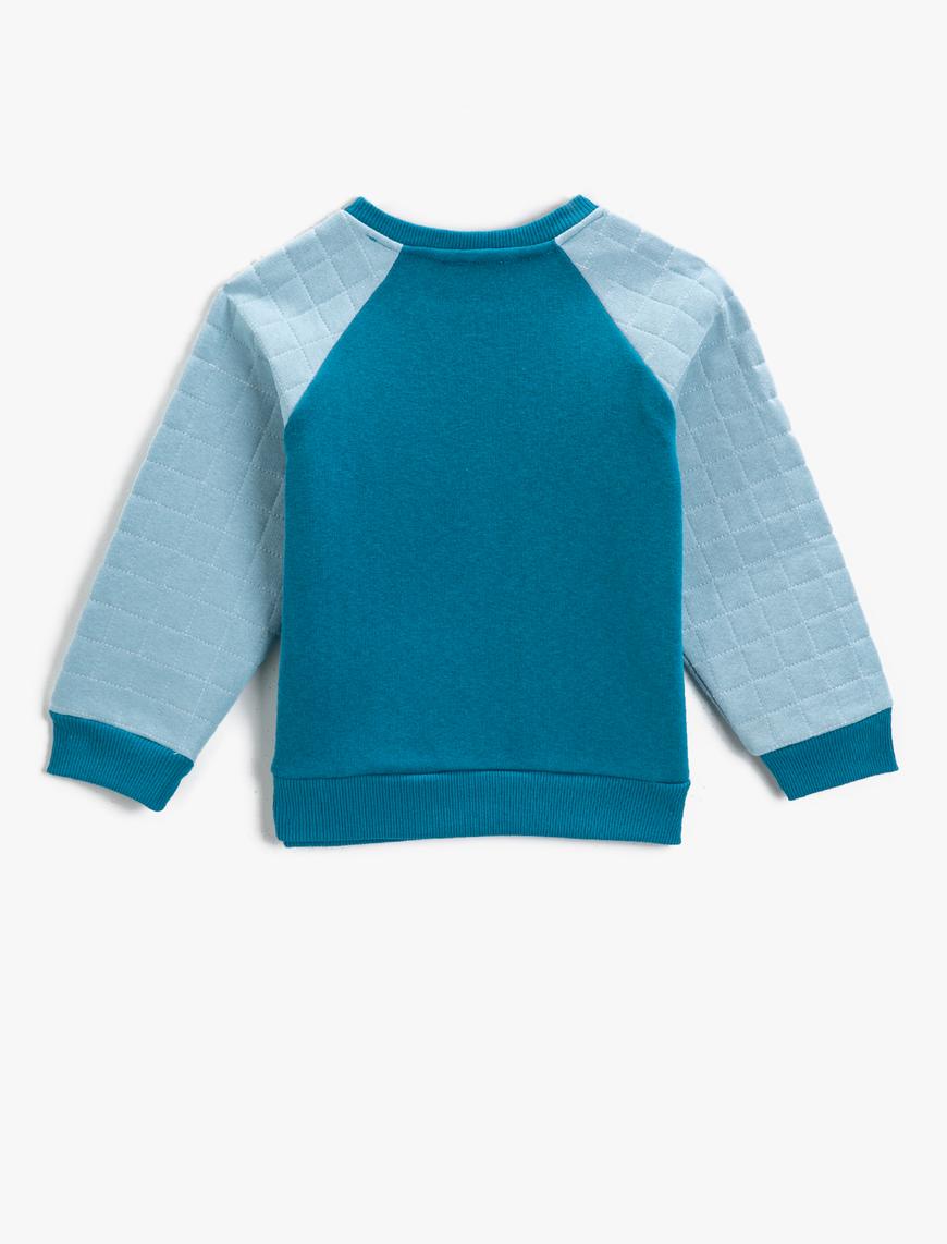  Erkek Çocuk Baskılı Uzun Kollu Sweatshirt Çift Kumaşlı Pamuklu