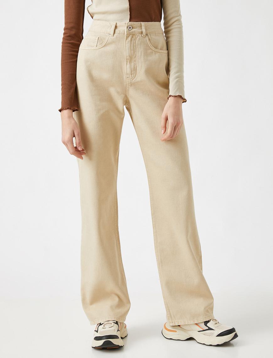   Yüksek Bel Bol Paça Kot Pantolon  - Wide Leg