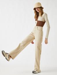 Yüksek Bel Bol Paça Kot Pantolon  - Wide Leg