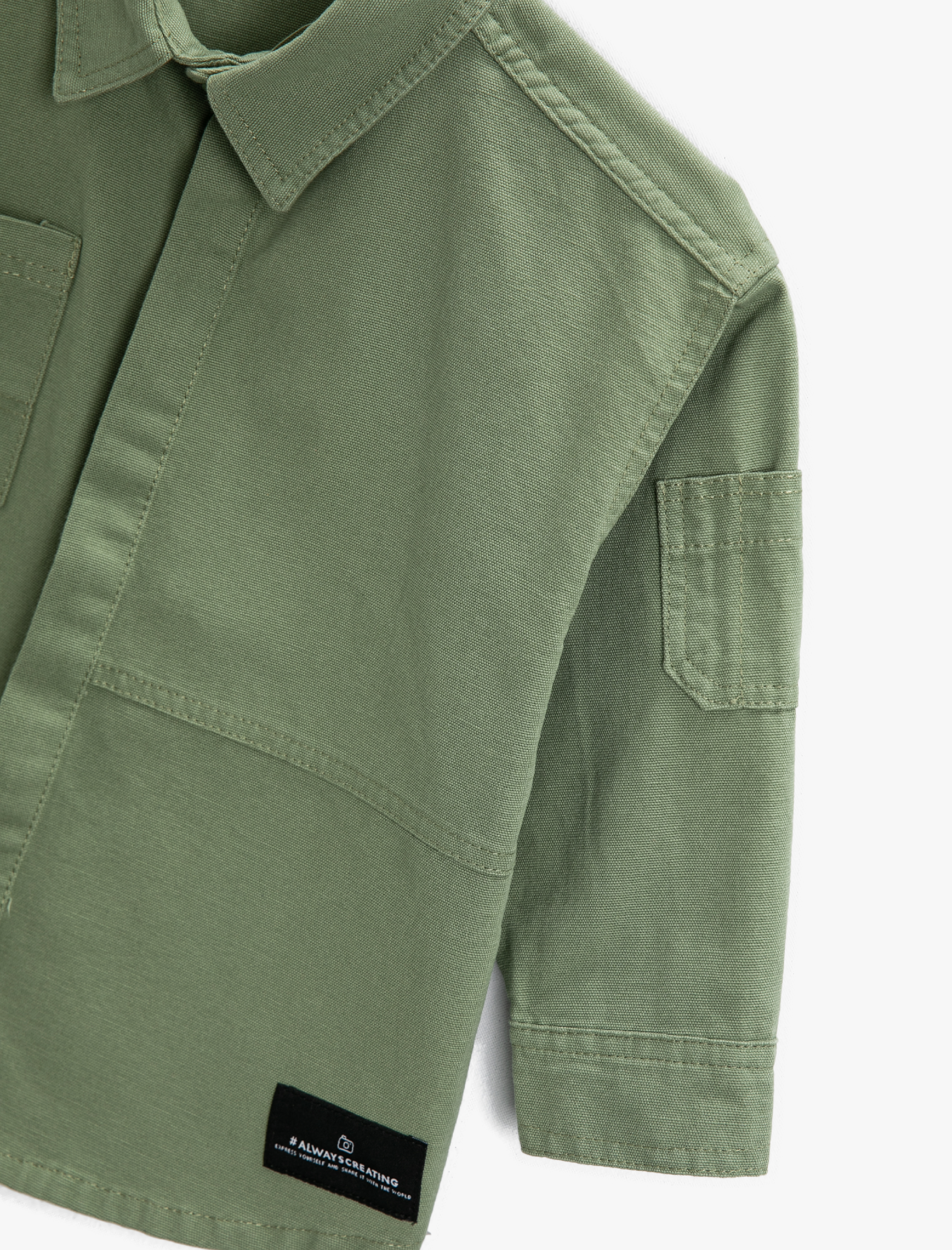  Erkek Çocuk Oversize Ceket Tek Cepli Düğmeli Gömlek Yaka Pamuklu