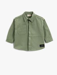 Oversize Ceket Tek Cepli Düğmeli Gömlek Yaka Pamuklu