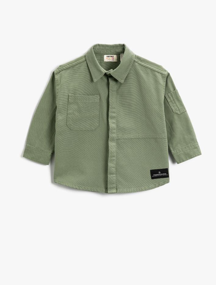 Erkek Çocuk Oversize Ceket Tek Cepli Düğmeli Gömlek Yaka Pamuklu