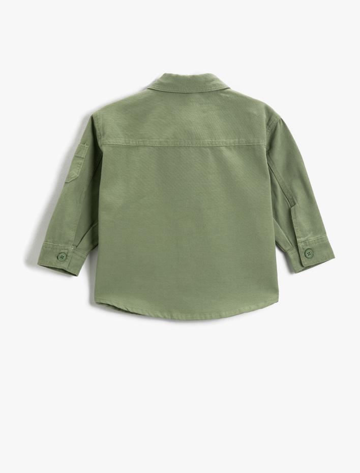 Erkek Çocuk Oversize Ceket Tek Cepli Düğmeli Gömlek Yaka Pamuklu