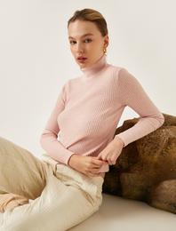 Uzun Kollu Tişört Balıkçı Yaka Fitilli