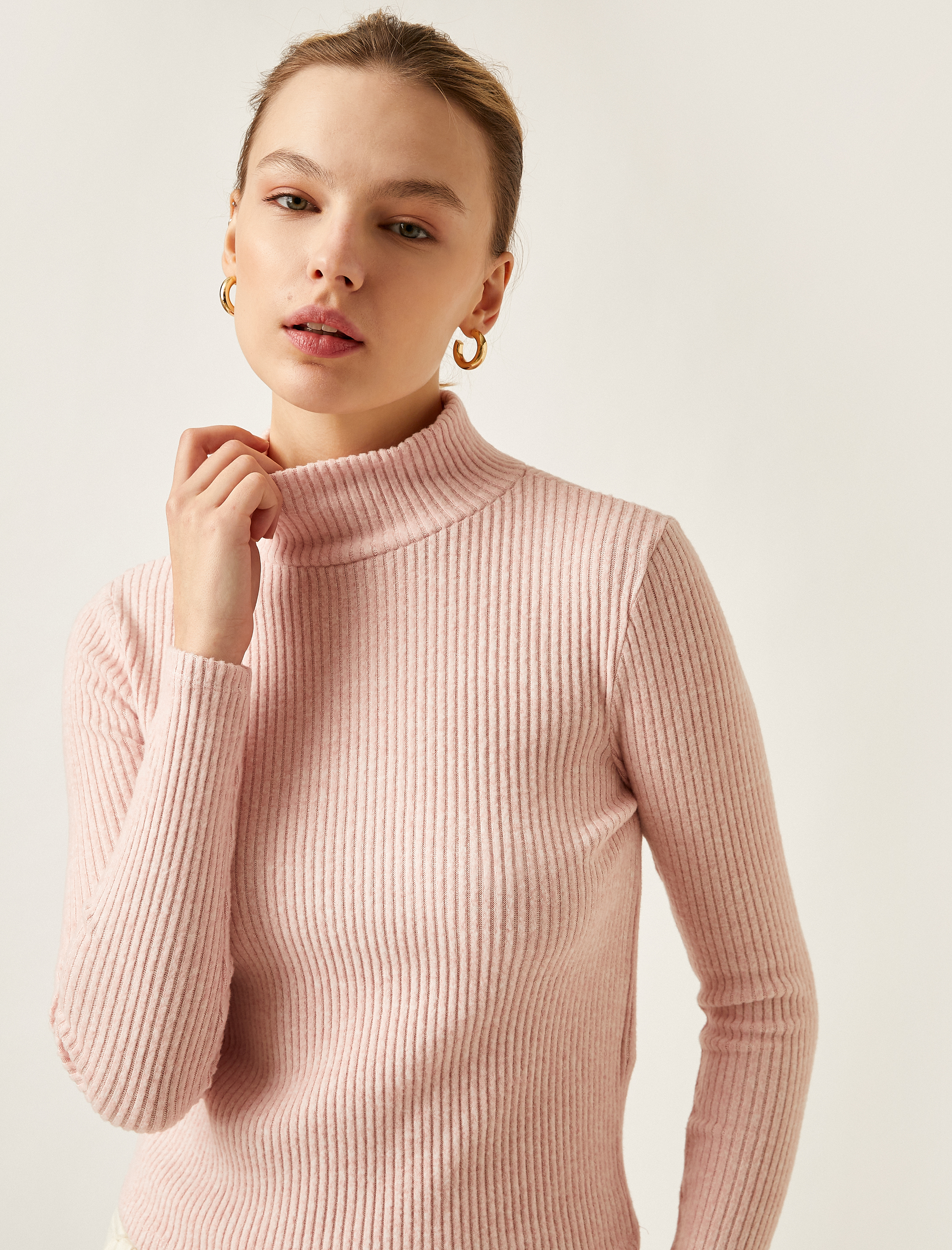   Uzun Kollu Tişört Balıkçı Yaka Fitilli