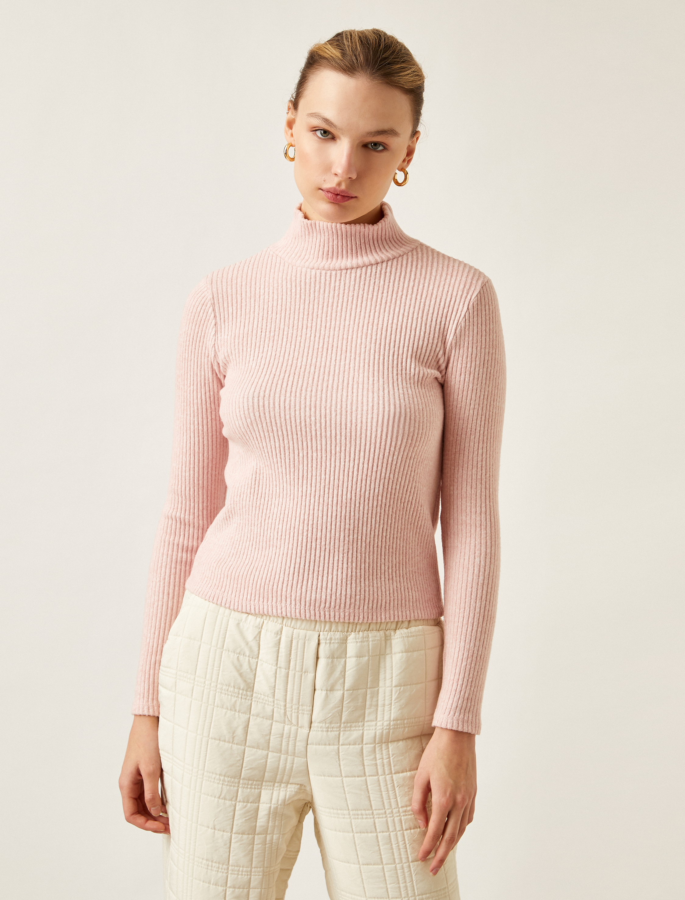   Uzun Kollu Tişört Balıkçı Yaka Fitilli