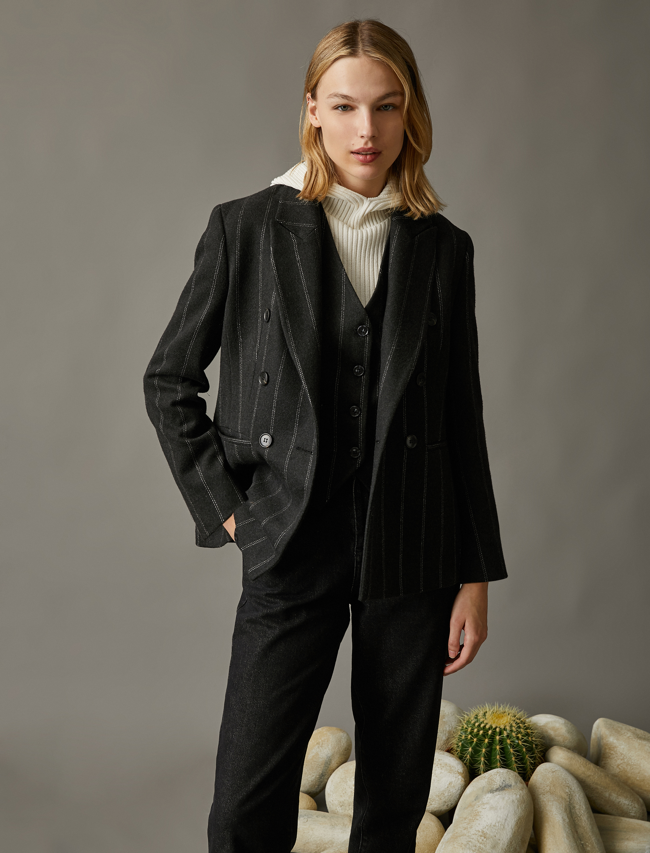   Çizgili Blazer Ceket