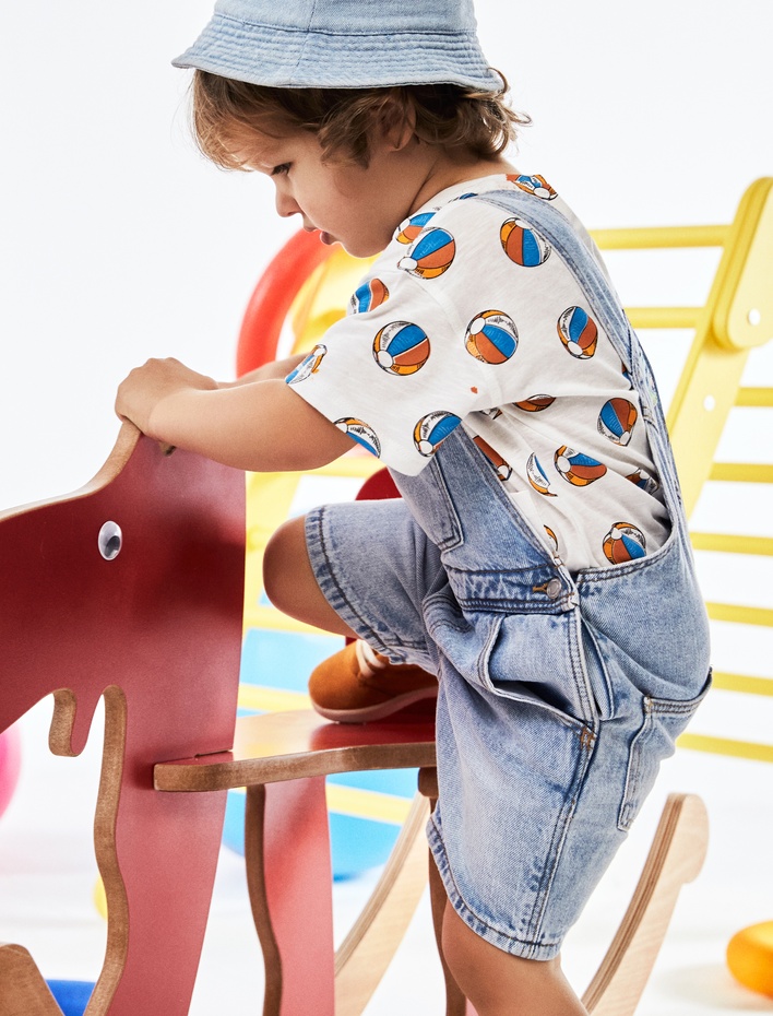 Erkek Bebek Salopet Kot Tulum Pamuklu