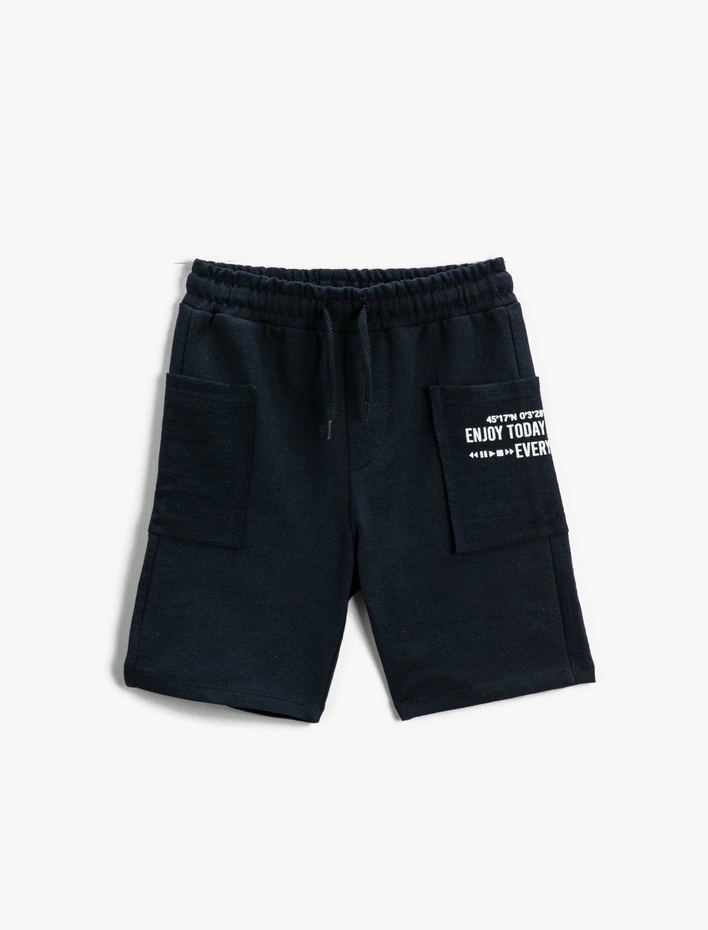 Erkek Çocuk Şort Beli Lastikli Baskılı Cepli Pamuklu