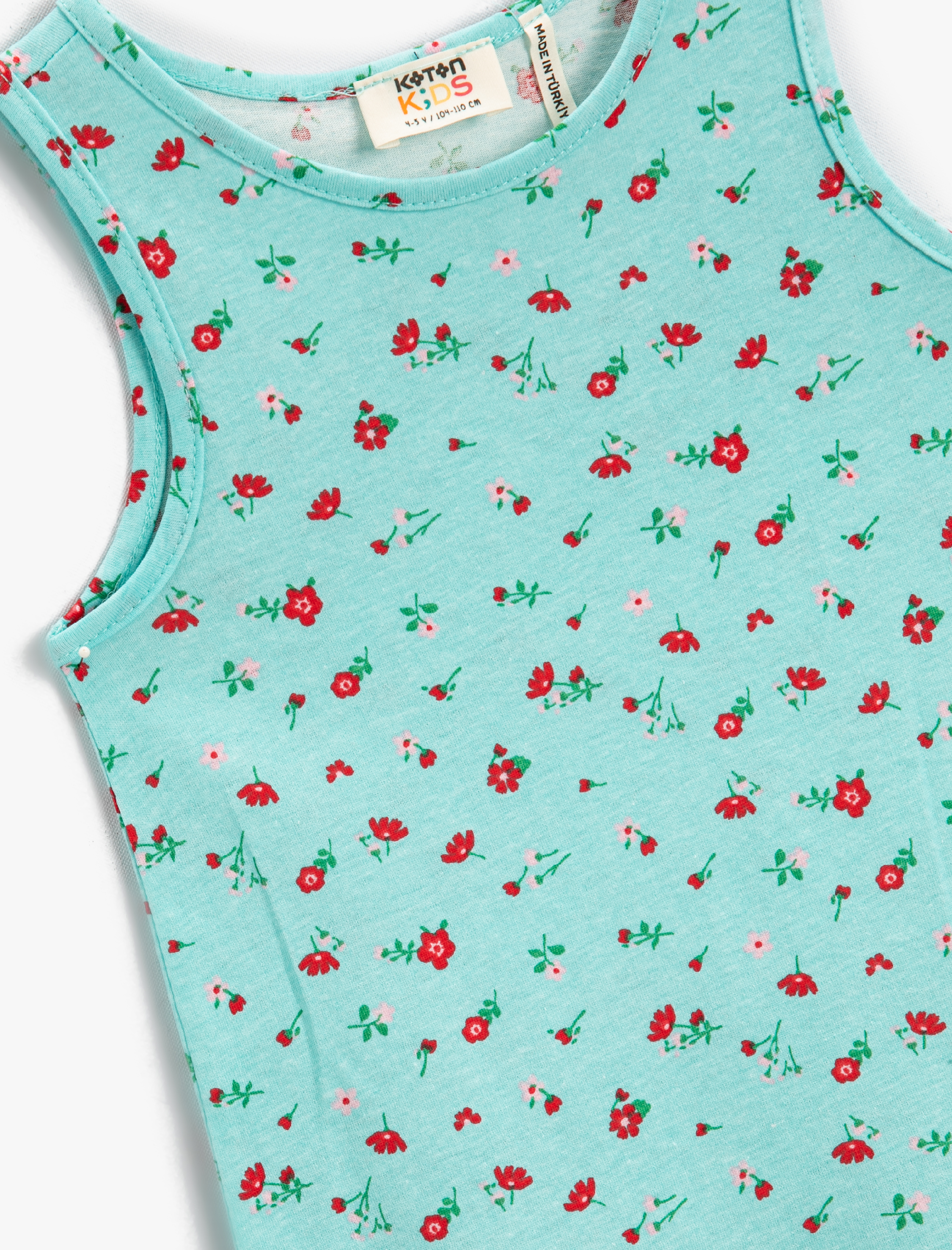  Kız Çocuk Çiçekli Kolsuz Elbise Pamuklu