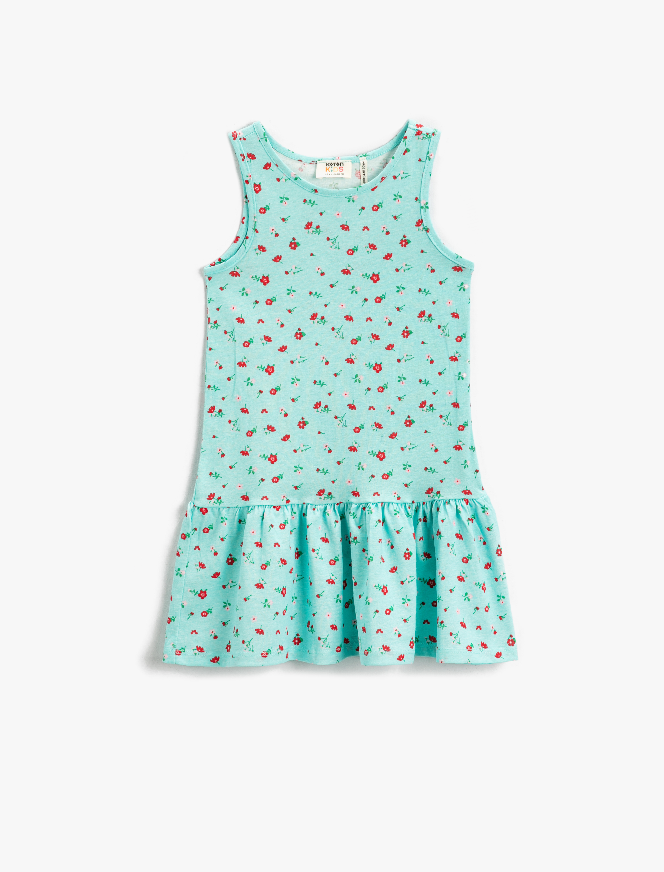  Kız Çocuk Çiçekli Kolsuz Elbise Pamuklu