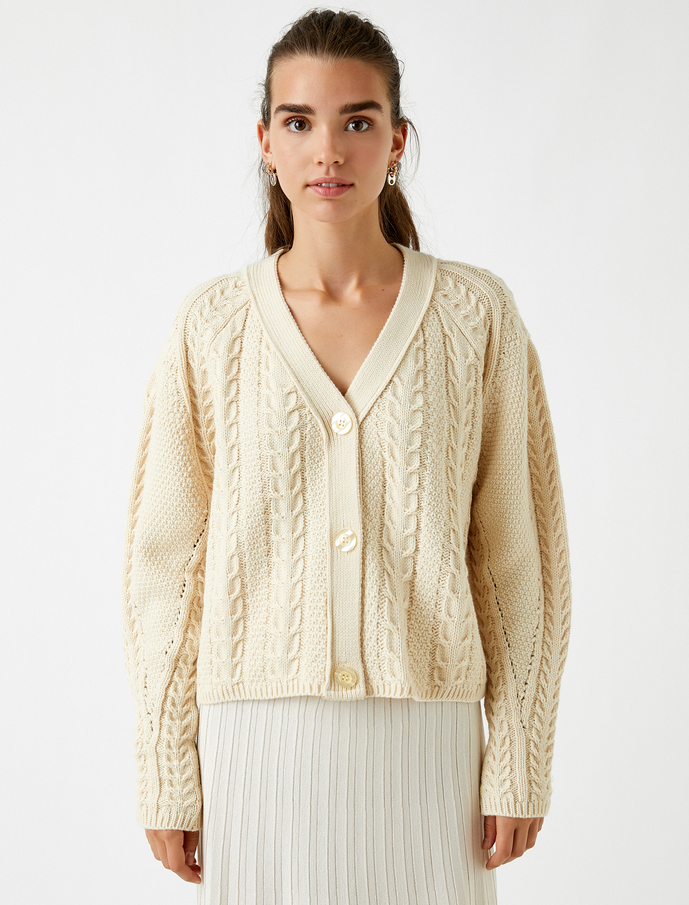   Düğmeli Triko Hırka