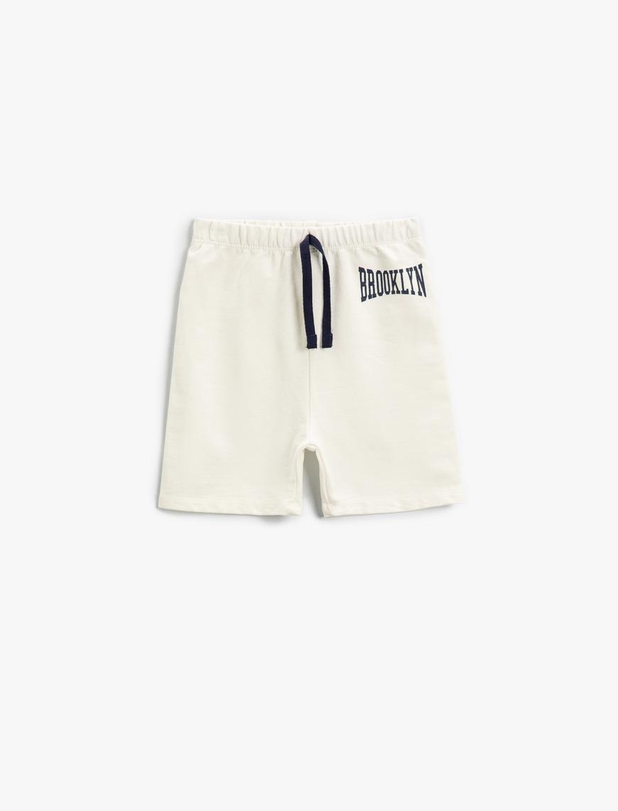  Erkek Bebek Brooklyn Baskılı Belden Bağlamalı Şort Pamuklu