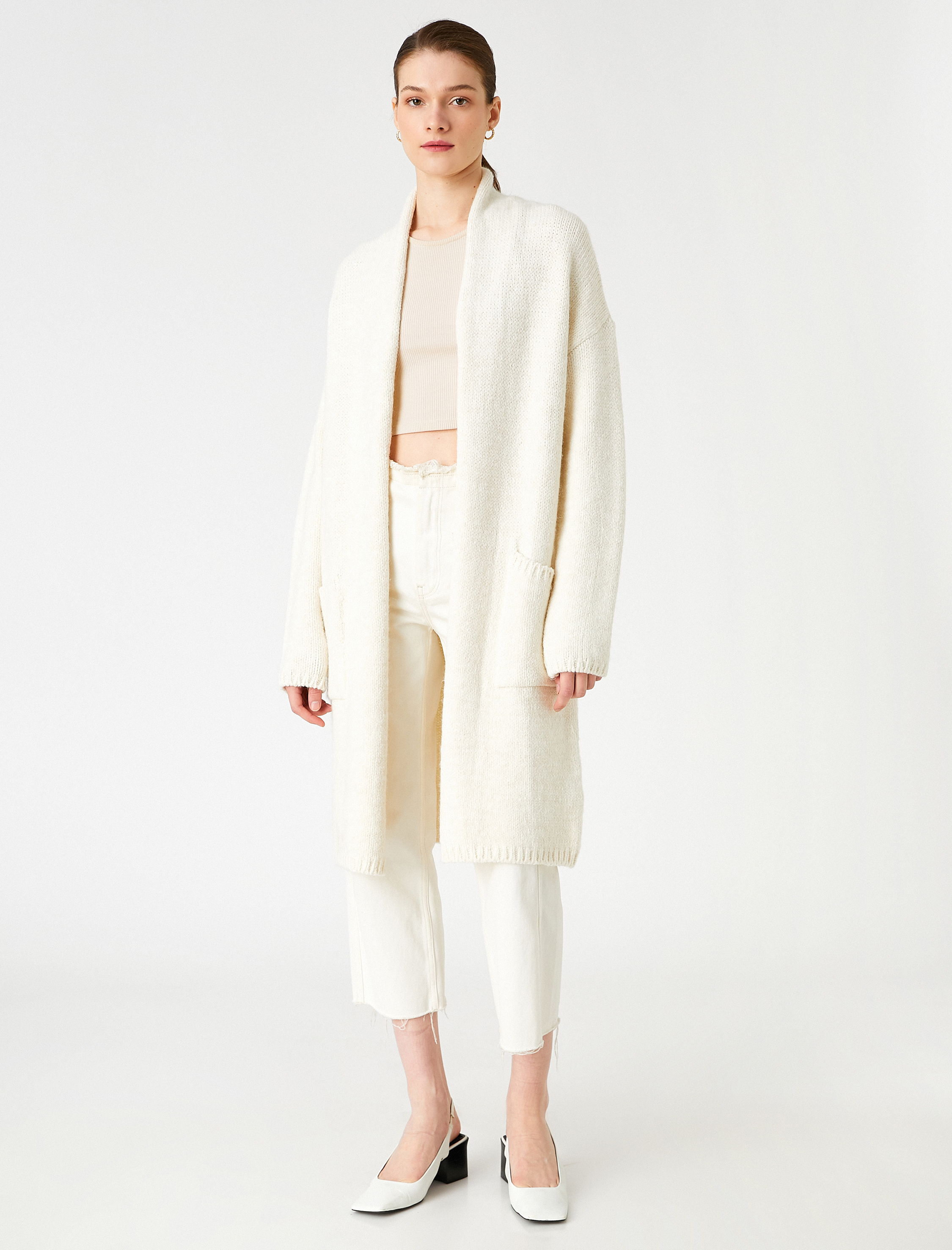   Uzun Örgü Hırka Cepli