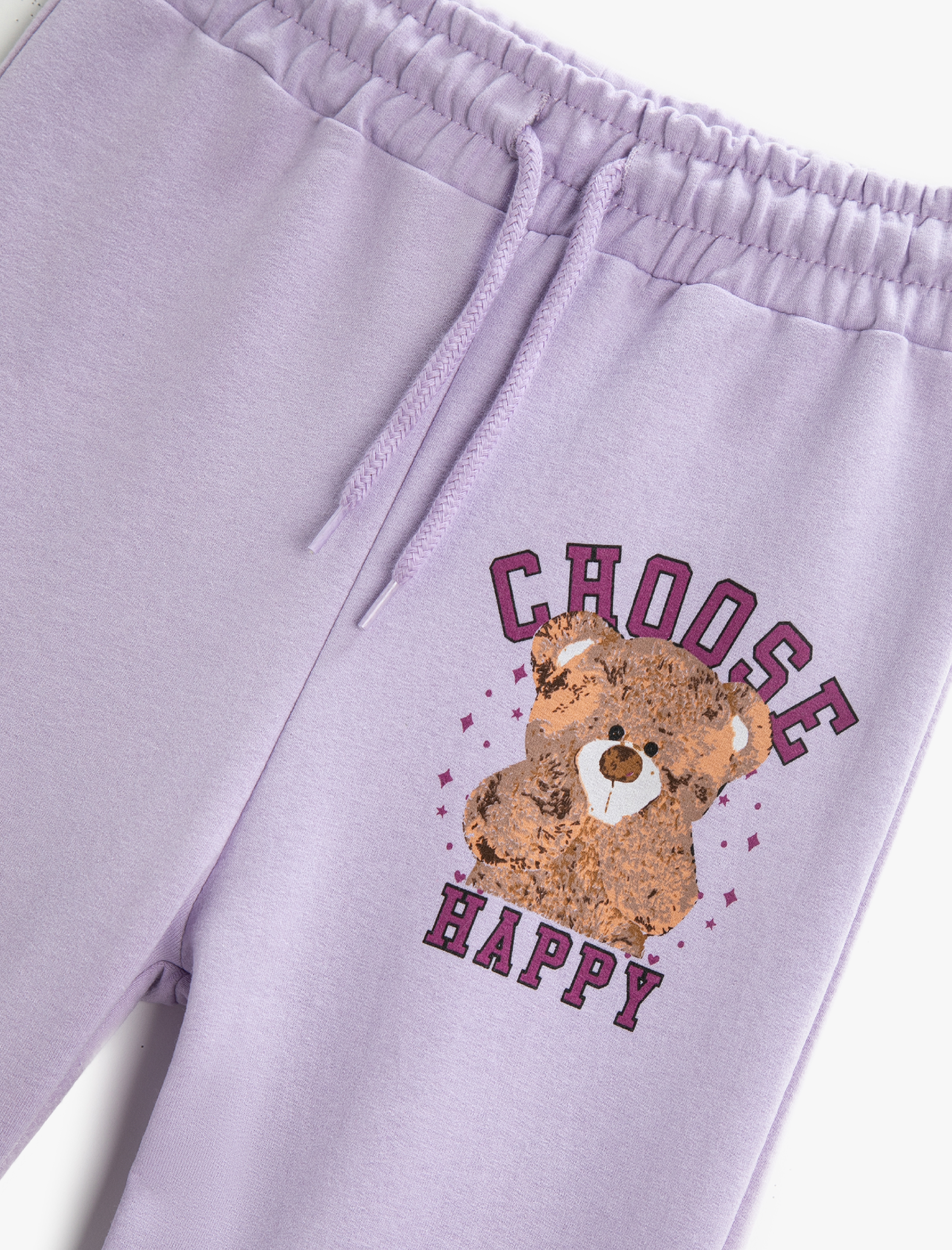  Kız Çocuk Baskılı Jogger Eşofman Altı Cepli Beli Bağlamalı Lastikli