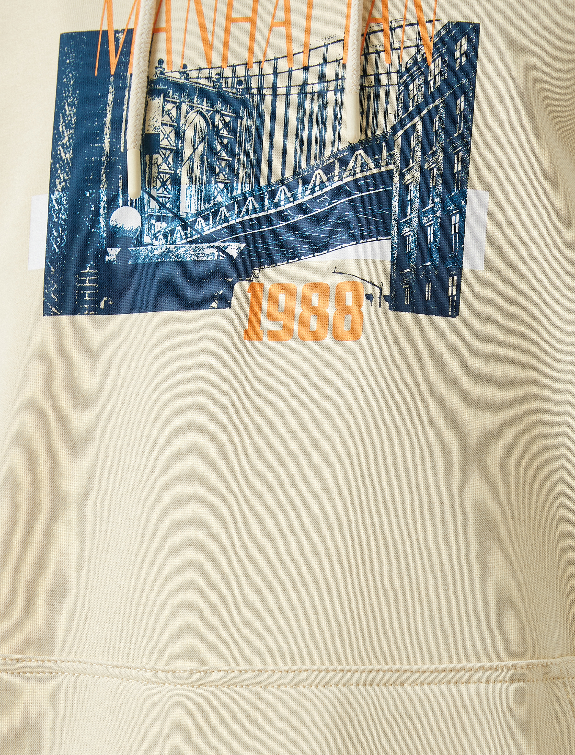   Baskılı Kısa Kollu Kapüşonlu Sweatshirt