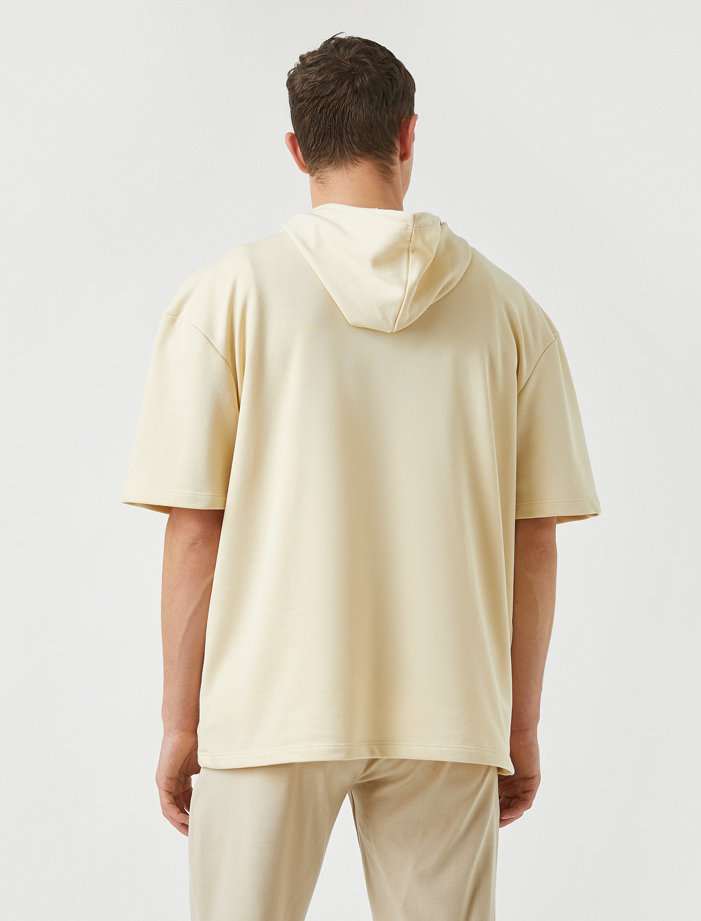   Baskılı Kısa Kollu Kapüşonlu Sweatshirt