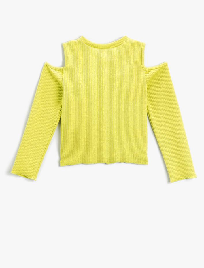 Kız Çocuk Pencere Detaylı Uzun Kollu Tişört