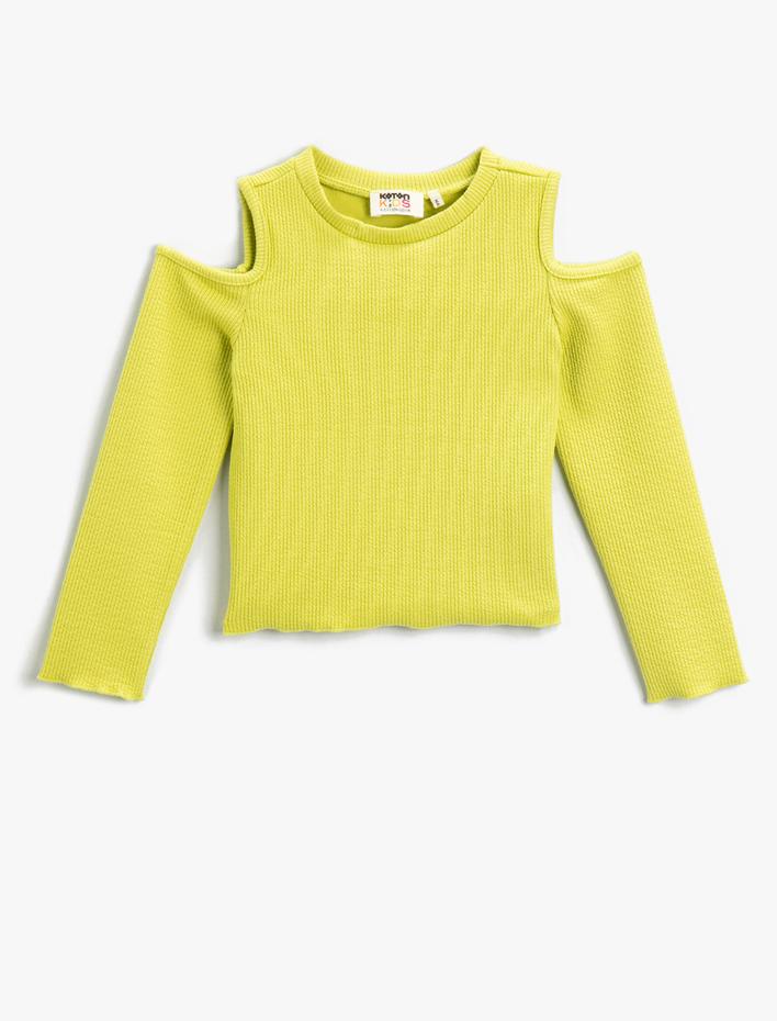 Kız Çocuk Pencere Detaylı Uzun Kollu Tişört