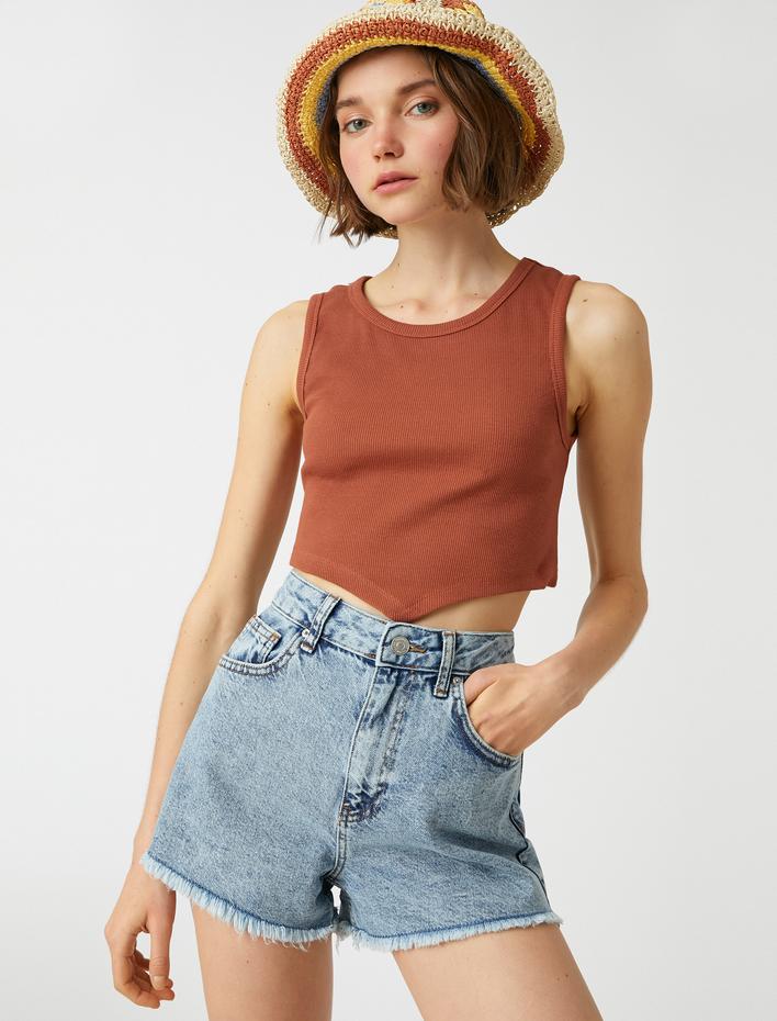  Crop Atlet V Kesim Pamuklu