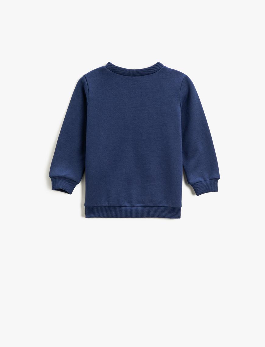  Erkek Bebek Sweatshirt Uzun Kollu Baskılı Bisiklet Yaka Pamuklu