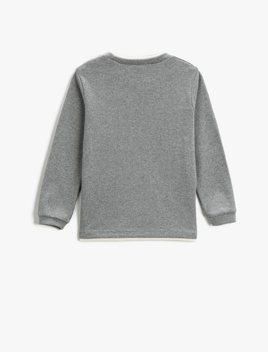  Erkek Çocuk Basic Okul Sweatshirt Bisiklet Yaka