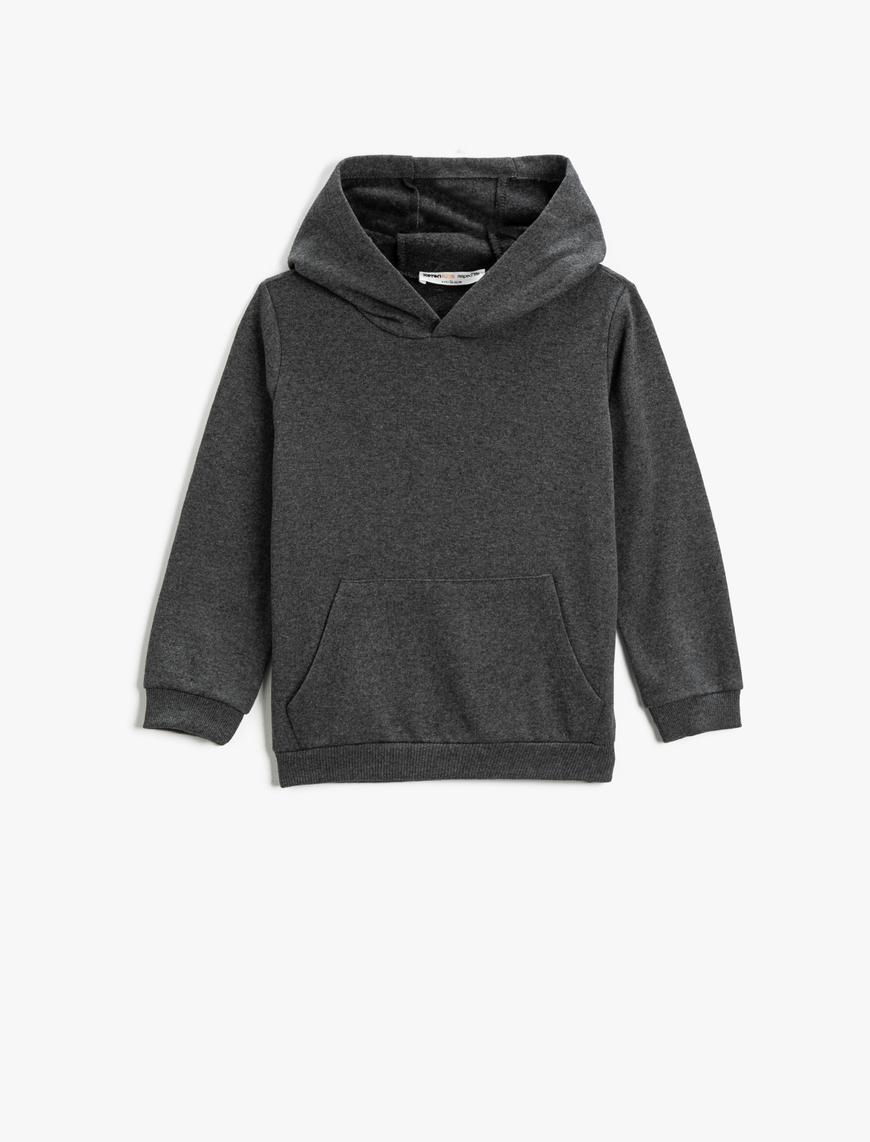  Erkek Çocuk Basic Sweatshirt Kapüşonlu