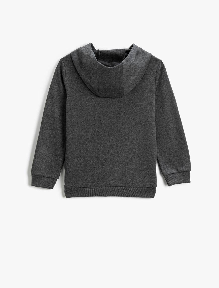  Erkek Çocuk Basic Sweatshirt Kapüşonlu
