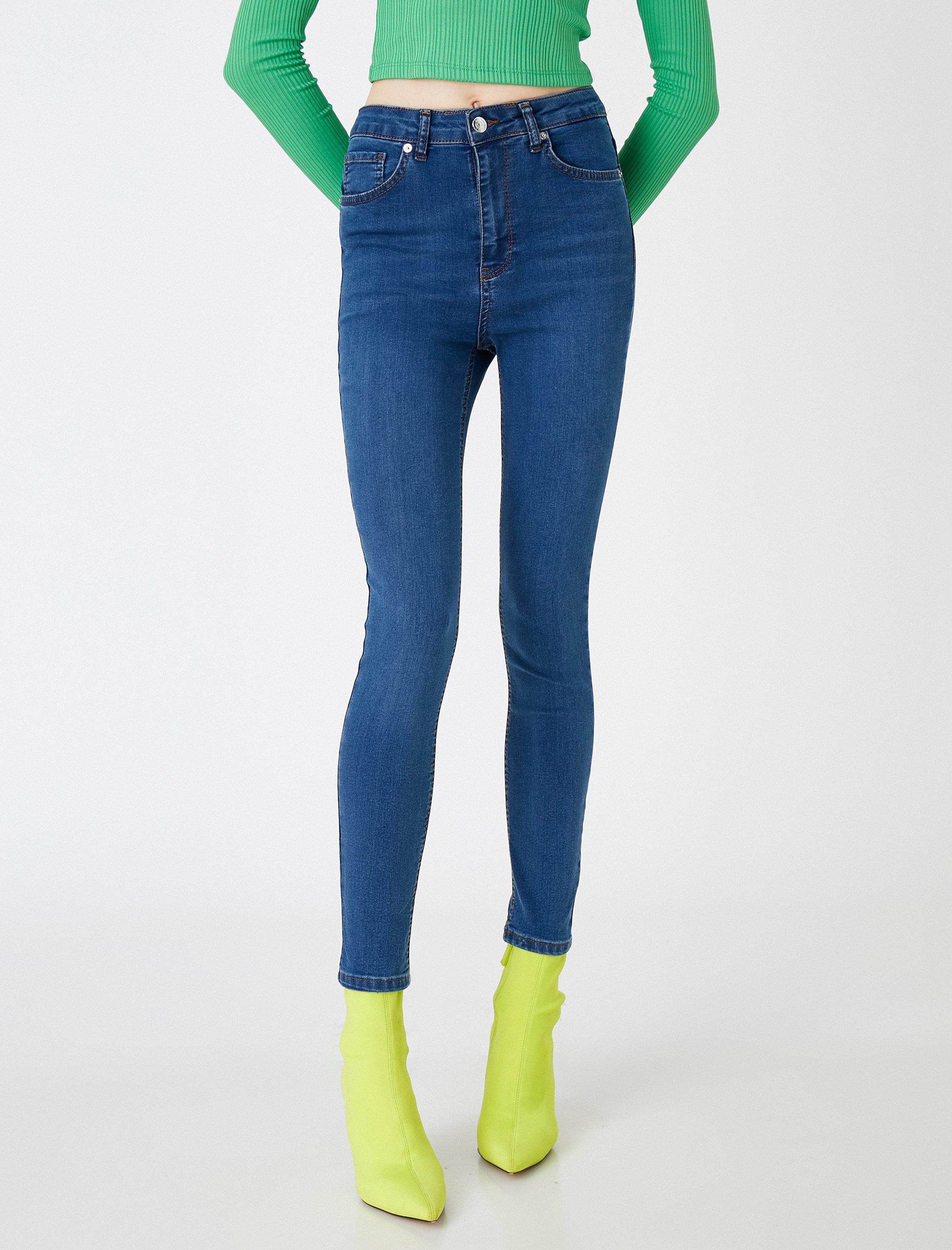   Kot Pantolon Dar Kesim Yüksek Bel Dar Paça - Carmen Jean