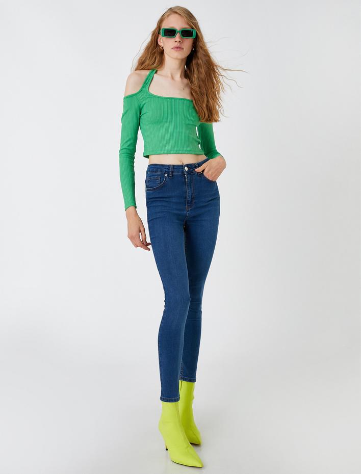  Kot Pantolon Dar Kesim Yüksek Bel Dar Paça - Carmen Jean