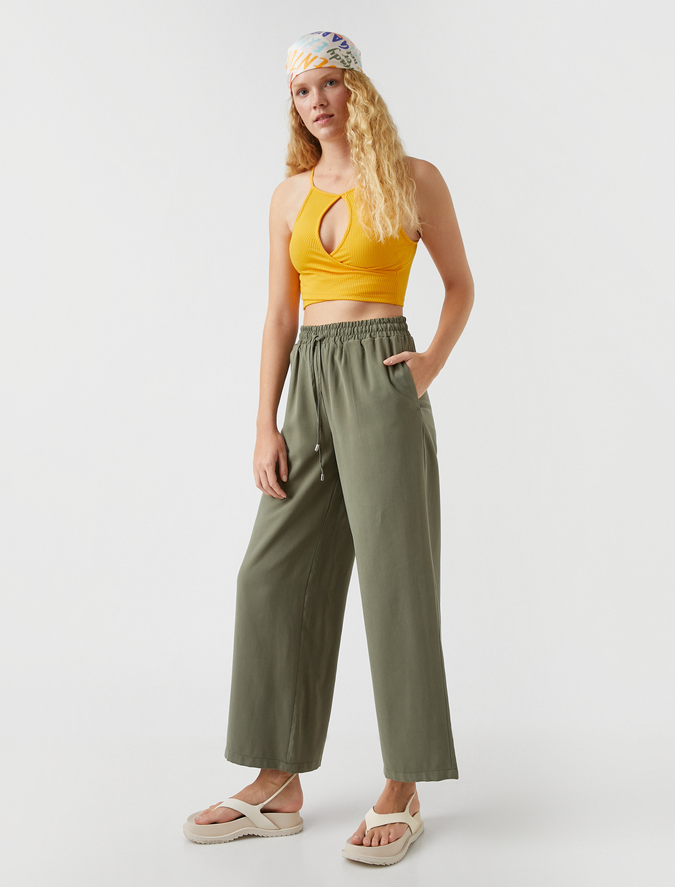   Bol Paça Pantolon Beli Bağlamalı