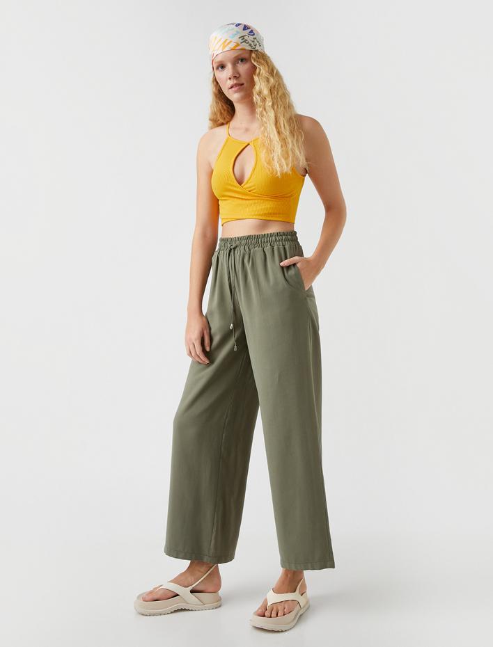  Bol Paça Pantolon Beli Bağlamalı