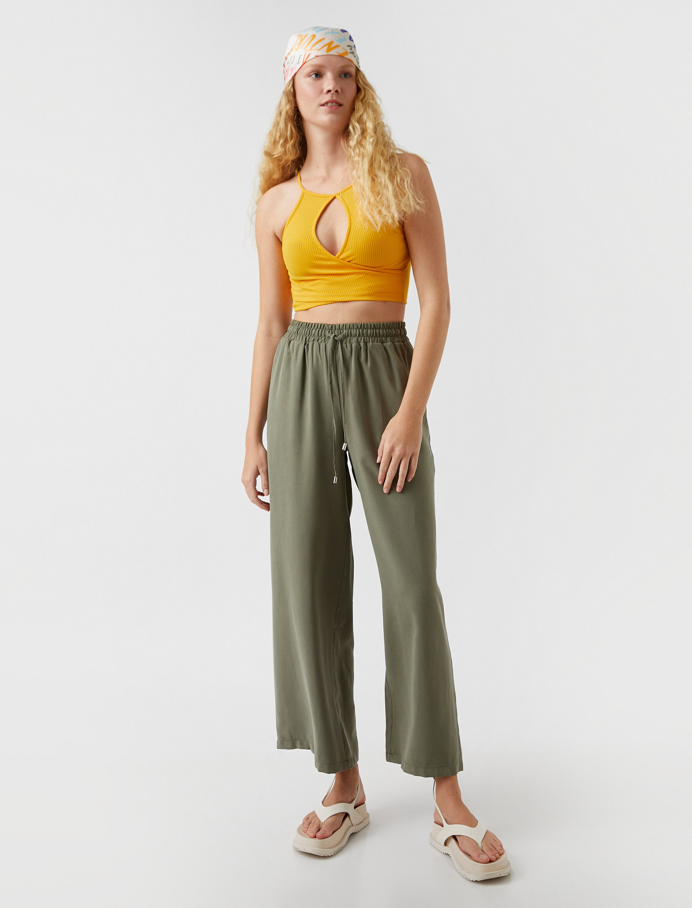   Bol Paça Pantolon Beli Bağlamalı