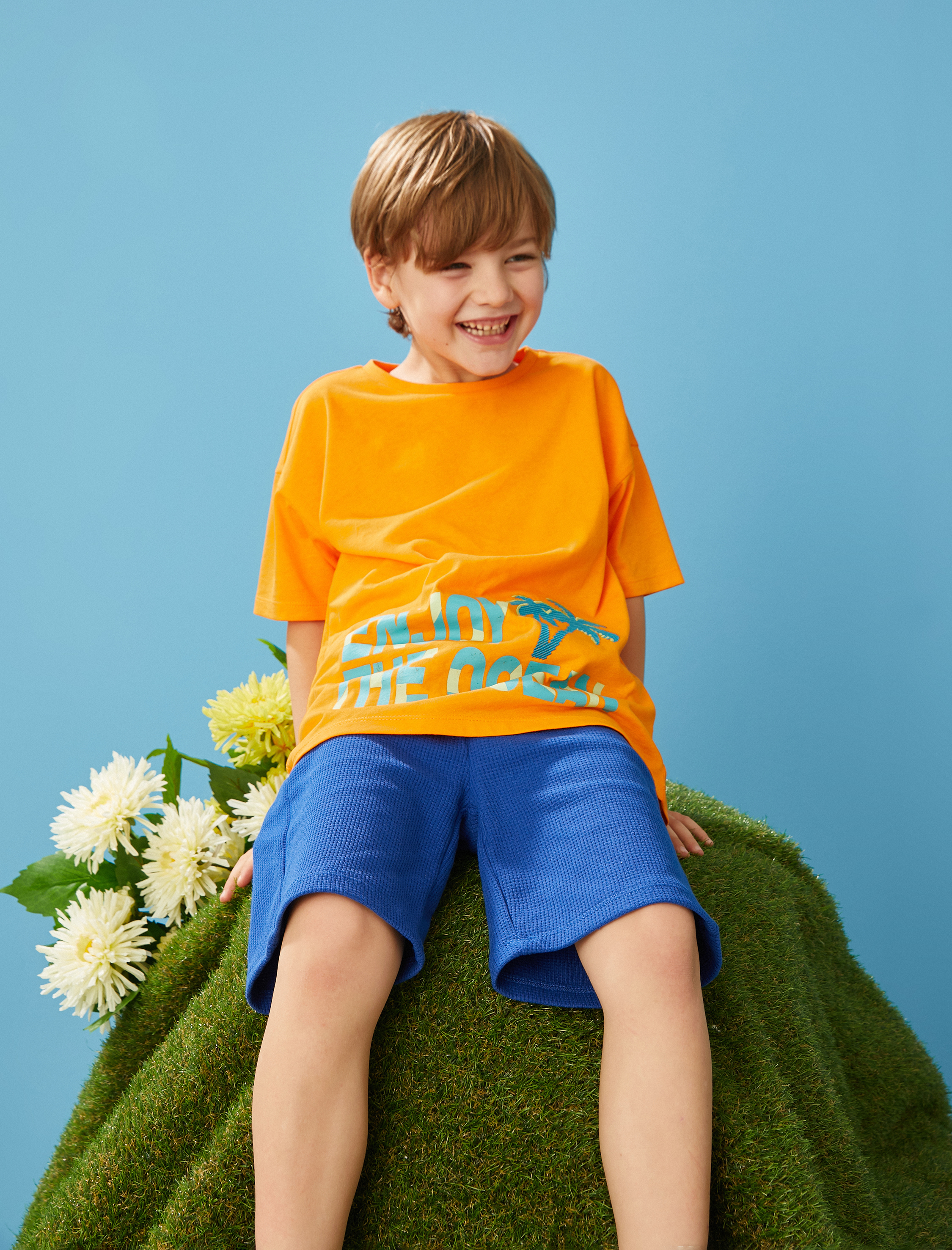  Erkek Çocuk Basic Şort Beli Bağcıklı