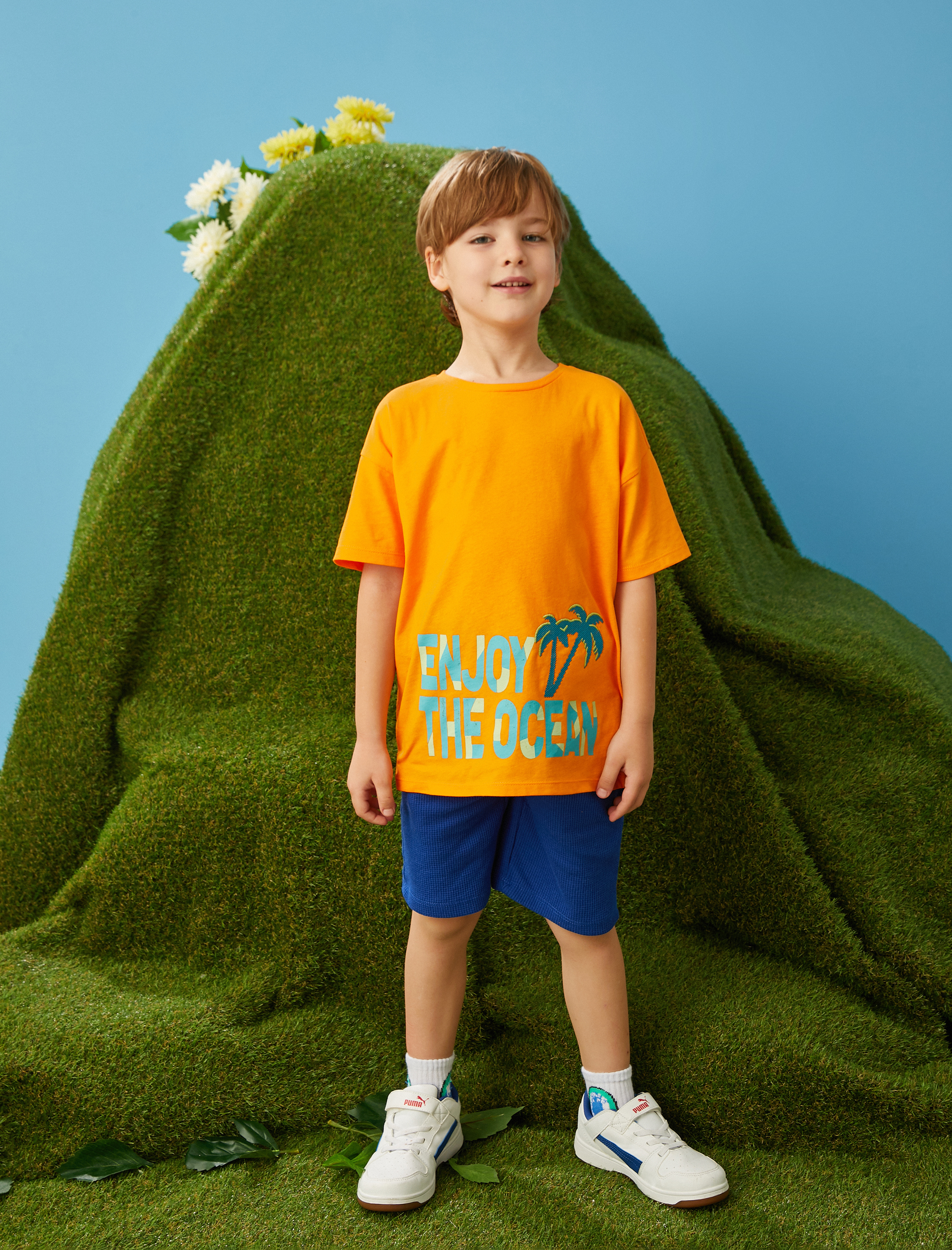  Erkek Çocuk Basic Şort Beli Bağcıklı