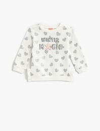 Puantiyeli Baskılı Sweatshirt Pamuklu